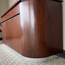 Wooden Sideboard - Curved w/Silver Accent (Office Relocation Sale) 