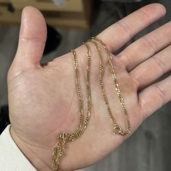 750 Yellow Gold Figaro Chain 23" 18K Solid 8.47 Grams