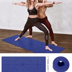 Ewedoos Yoga Mat with Alignment Marks, Yoga Mat Thick 1/4'' Textured Surfaces Exercise Mats for Home Workout Eco Friendly TPE Fitness Pilates Non Slip