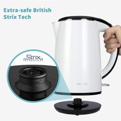 Secura SWK-1701DB The Original Stainless Steel Double Wall Electric Water Kettle 1.8 Quart, White