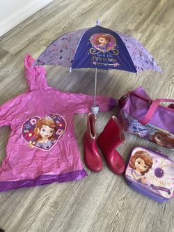 Sofia The First Rain Coat, boots , Umbrella 