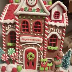 Illuminated 9 inch gingerbread cottage by Valerie christmas decor