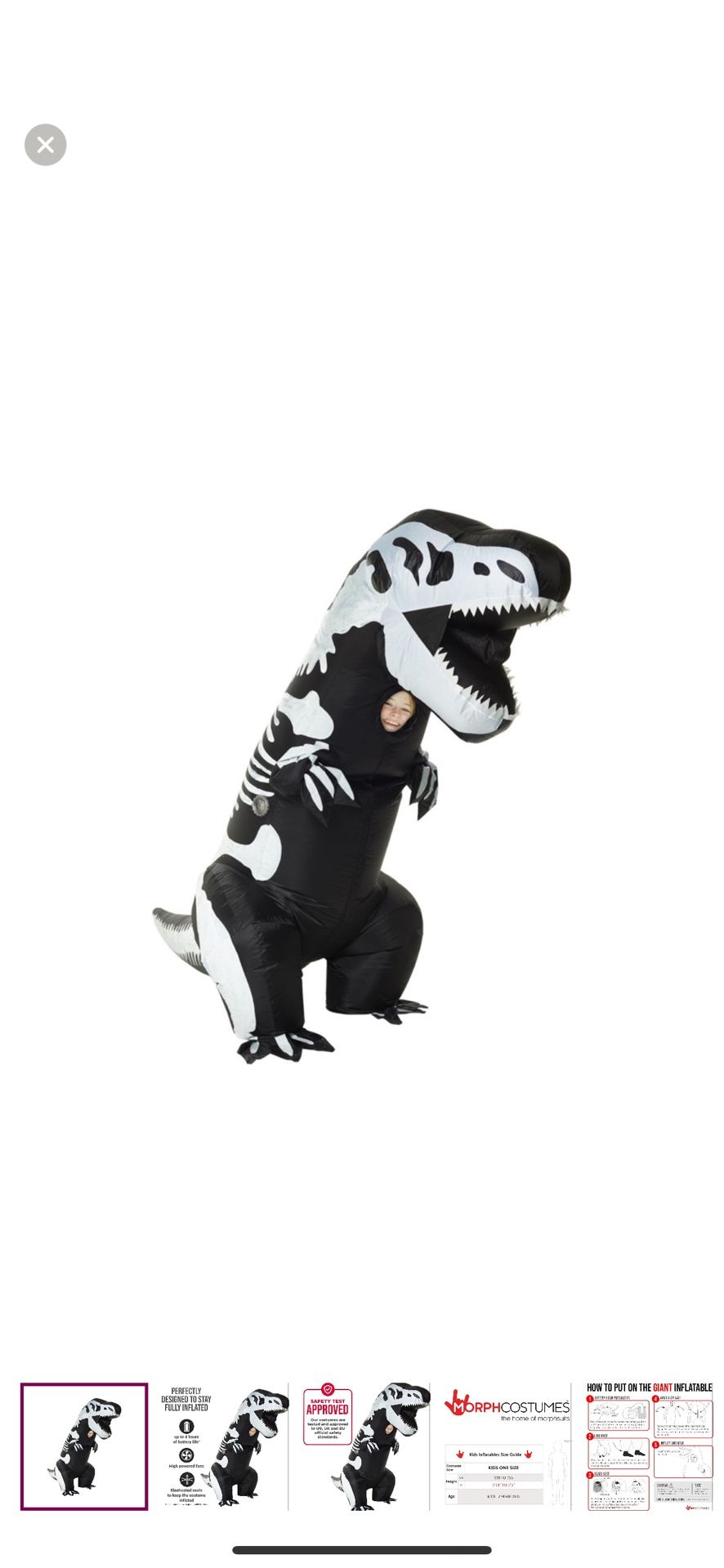 MORPH COSTUMES Skeleton T-Rex Inflatable Child Costume one size