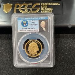 2007 S Gem Proof James Madison Presidential Dollar Graded At PR69 With A Deep Cameo B-16