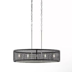 BNIB 30”W Kichler Edmund 5-Light Satin Black & Brushed Nickel Pendant Light 0864929