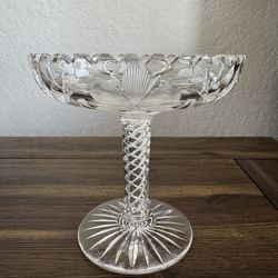 Antique ABP American Brilliant Period Cut Glass Floral Compote Dish 1900