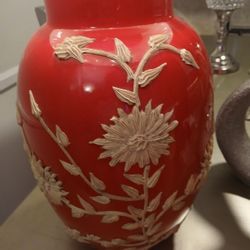 Beautiful Red Antique Japanese Jar Bedroom Lamps