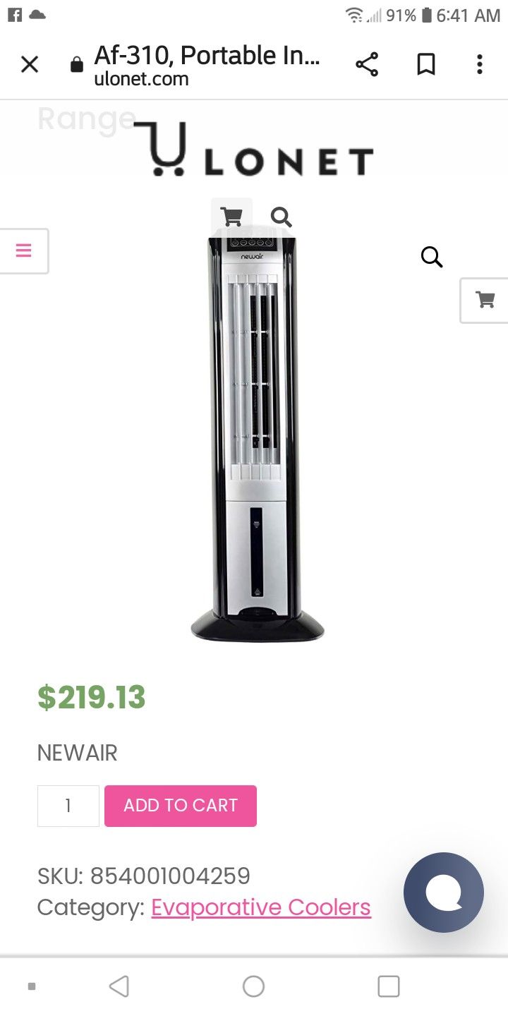 Newair Tower Mist Fan $100 Obo