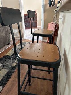 Industrial Bar Stools with Back – Set of 2