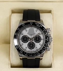 Men’s silver and black watch