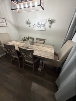 Dining Set, wooden, oak gray.