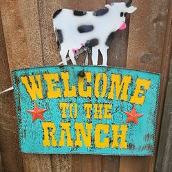 WELCOME TO MY RANCH Metal Wall Sing Decoration. Pottery, Planters, Plants, Talavera, Clay Pots.