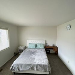 Queen Size Bed with Mattress and Side table