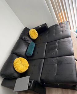 Black Leather Pull Out Couch