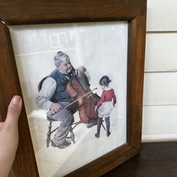 Norman Rockwell "Cellist & Little girl Dancing ” Antique Canvas Lithograph