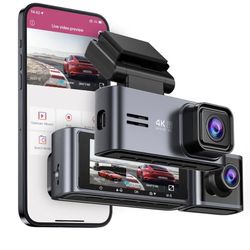 OMBAR Dash Cam 5G WiFi GPS, Dash Cam Front and Inside 4K/2K/1080P+1080P, 64GB Card Included, Dash Camera for Cars with 3.18" LCD Screen, Car Camera wi