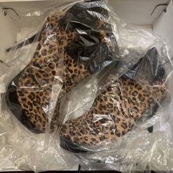 Leopard  Bow Detailed High Heel Boots