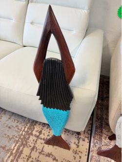New handcrafted carved wooden mermaid