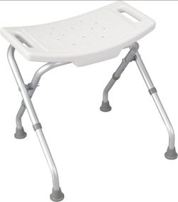 Drive Medical 12486 Folding Shower Chair, Bath Bench with Drainage Holes and In-Seat Handles 300 Pounds, White