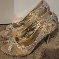 Elegant Gold Crystal High Heels