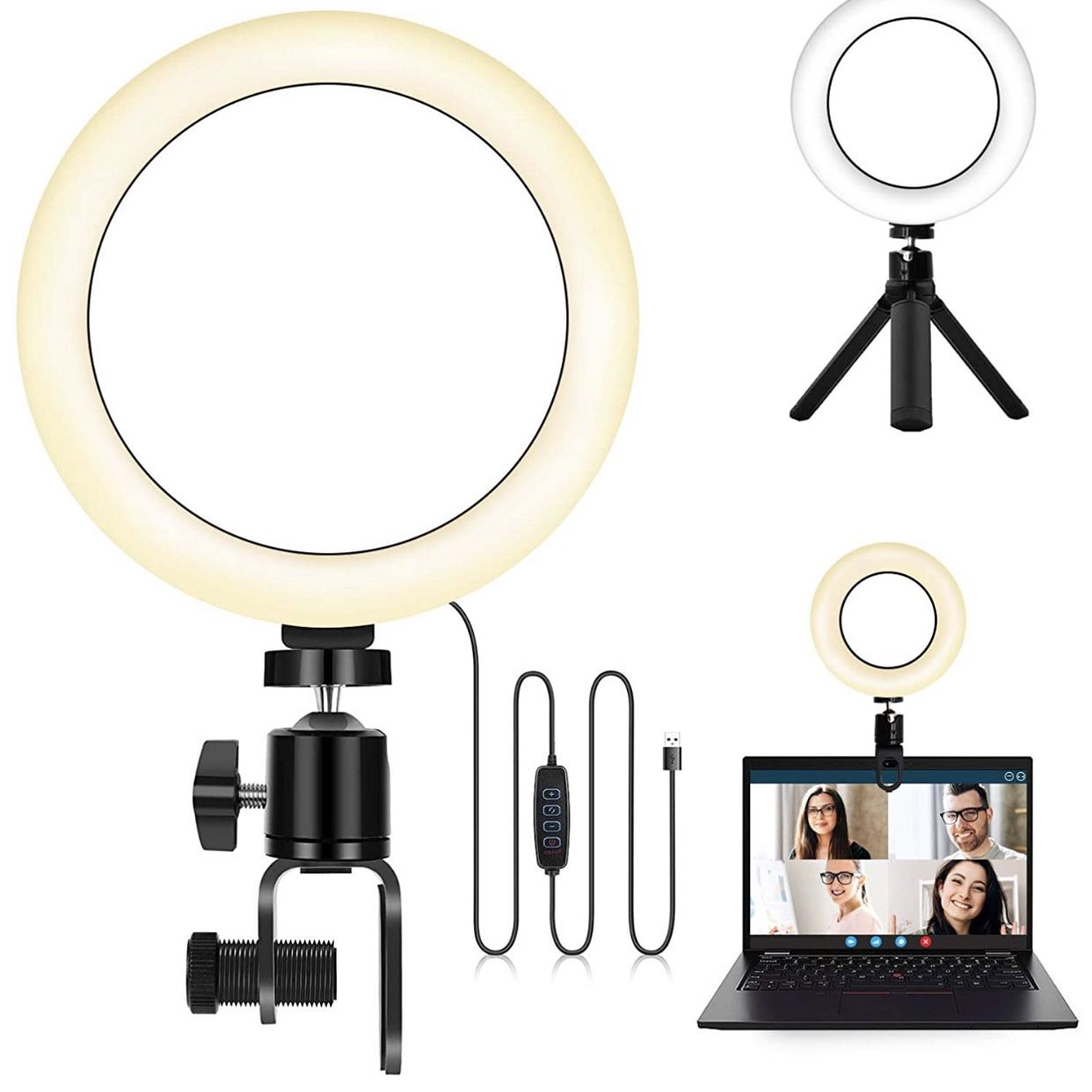 6" Selfie LED Ring Light with Clamp Mount and Tripod Stand