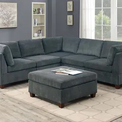 Brand New Grey Super Plush Chenille Modular Sectional Sofa w Ottoman