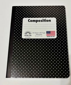 NEW Norcom Black and White Patterned Wide Ruled Composition Notebook 100 Pages