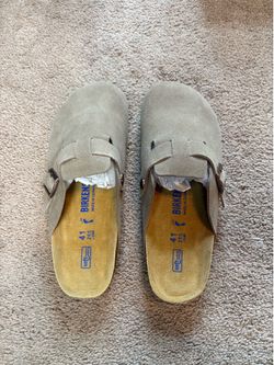 Taupe Birkenstock Boston Clog Slides New With Box