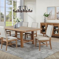 Dining Set 6 Pc Natural Finish, New Especial Price