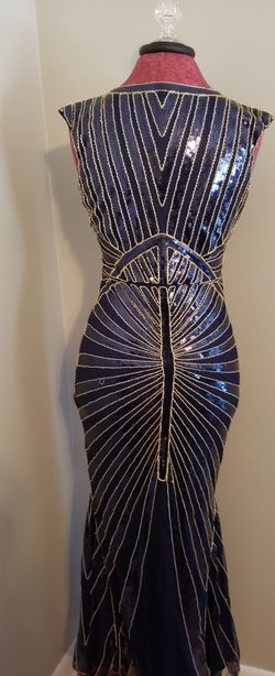Navy color sequins dress