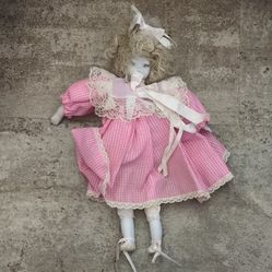 Pink Vintage Porcelain Doll