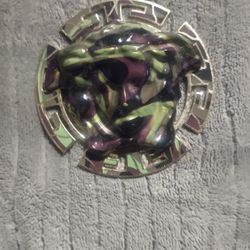 VERSACE 3" Medusa Camouflage Brooch SS16