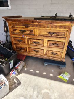 9 Drawer Real, Heavy Solid Wood Dresser Needs Some Repair