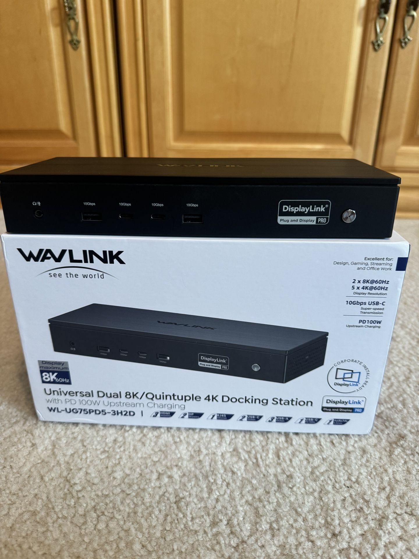 WAVLINK Pro Docking Station Dual 8K 60Hz or 5x 4K 60Hz PD100W - WL-UG75PD5-3H2D