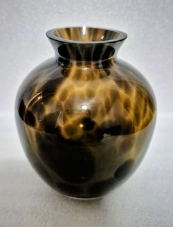 Dark Brown Small Hand Blown  Glass Vase ( item#0744)