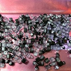Black & Gray Translucent Glass Beads 