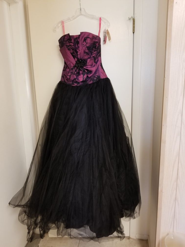 Purple and Black Prom Dress