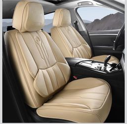 🛻 NEW-Dodge Ram 1500/2500/3500 Seat Covers — Faux Leather Full Set (2002-2026)  Beige Flat Rear