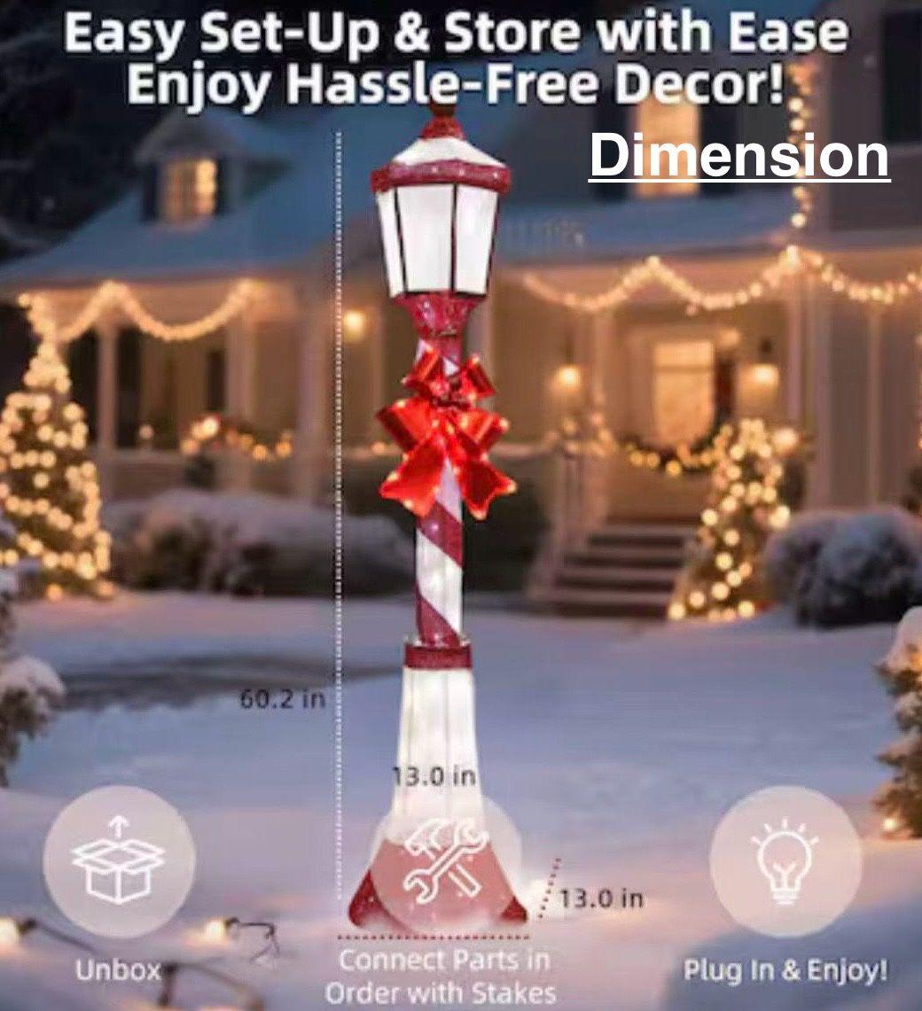 ✌️ Starfree 60-in Freestanding Lamp post Yard decoration with White LED Lights