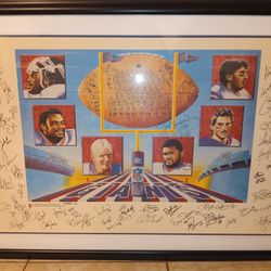 1986 New York Giants team signed autographed lithograph poster 
