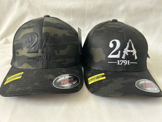 Flexfit 2A 1791 Black Camo Hat | Second Amendment Embroidered Cap | Tactical Stretch Fit Baseball Hat | S/M