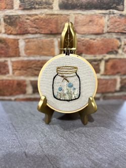 Finished Hand Sewn Embroidery “Jar Of Light”