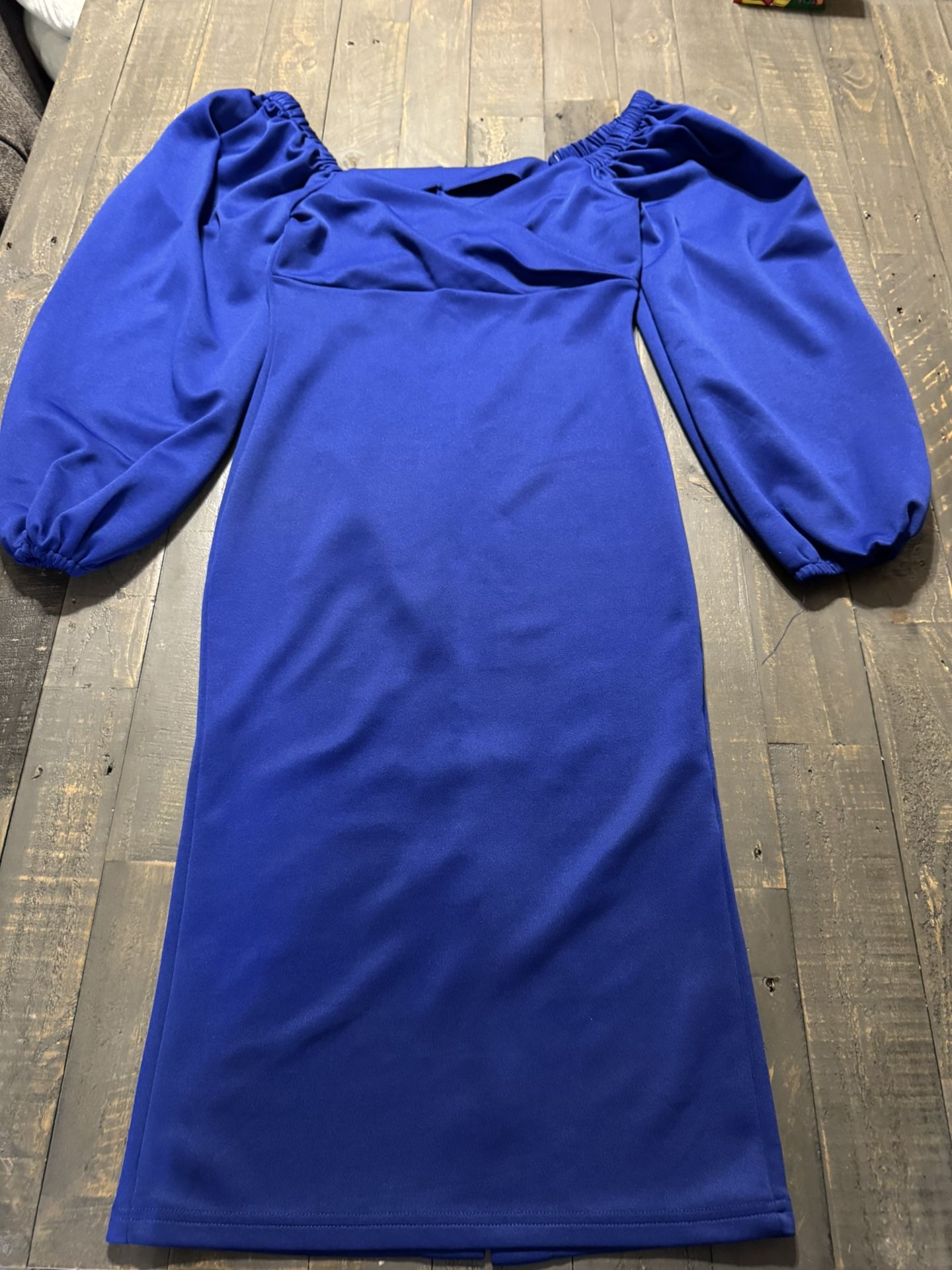 Elegant Blue Off-Shoulder Dress, Vestido Azul Royal Elegante