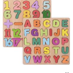 Alphabet + numbers wooden puzzle