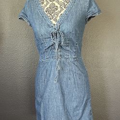 Vintage Venus Denim Lace Up Front Dress