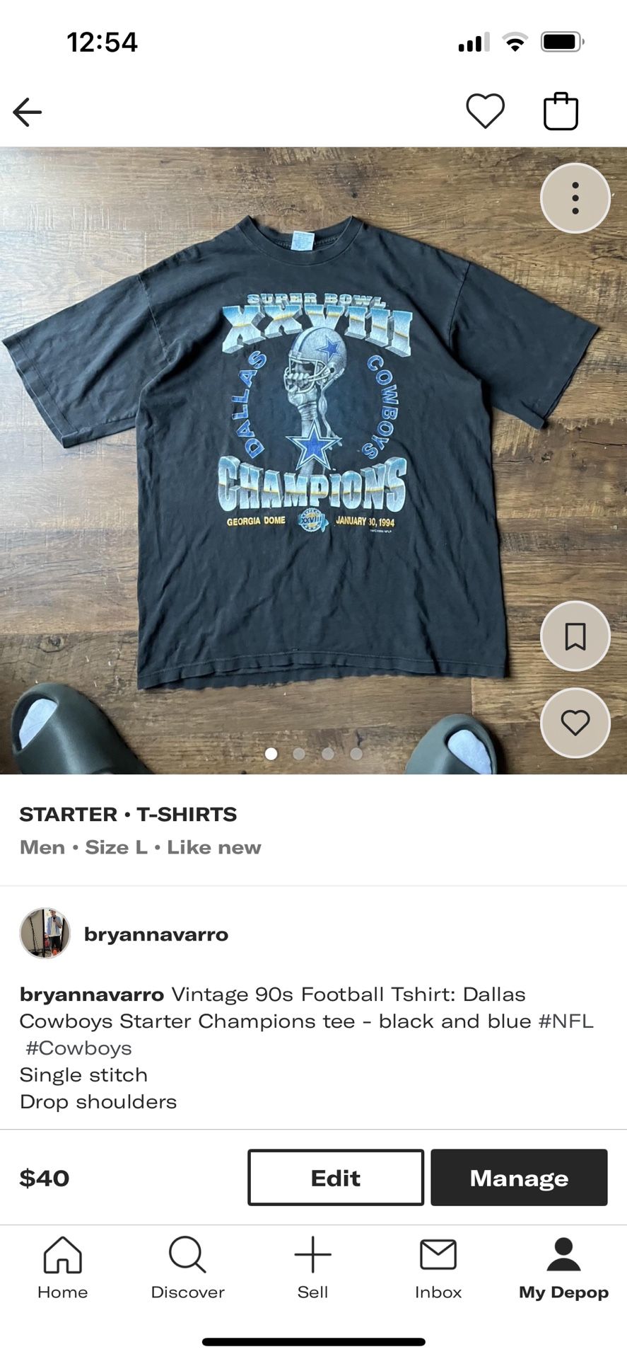 Vintage 90s Football Tshirt: Dallas Cowboys Starter Champions tee black and blue #NFL #Cowboys Single stitch Drop shoulders