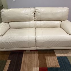 Luxury Cream Leather Power Reclining Loveseat (Must See!)