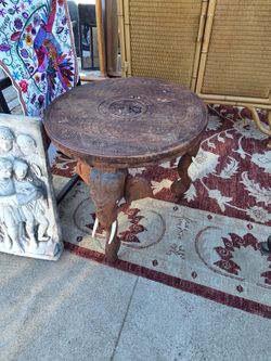 Anglo-Indian Colonial Side Table, 19th/20th Century – Elephant-Foot Legs
