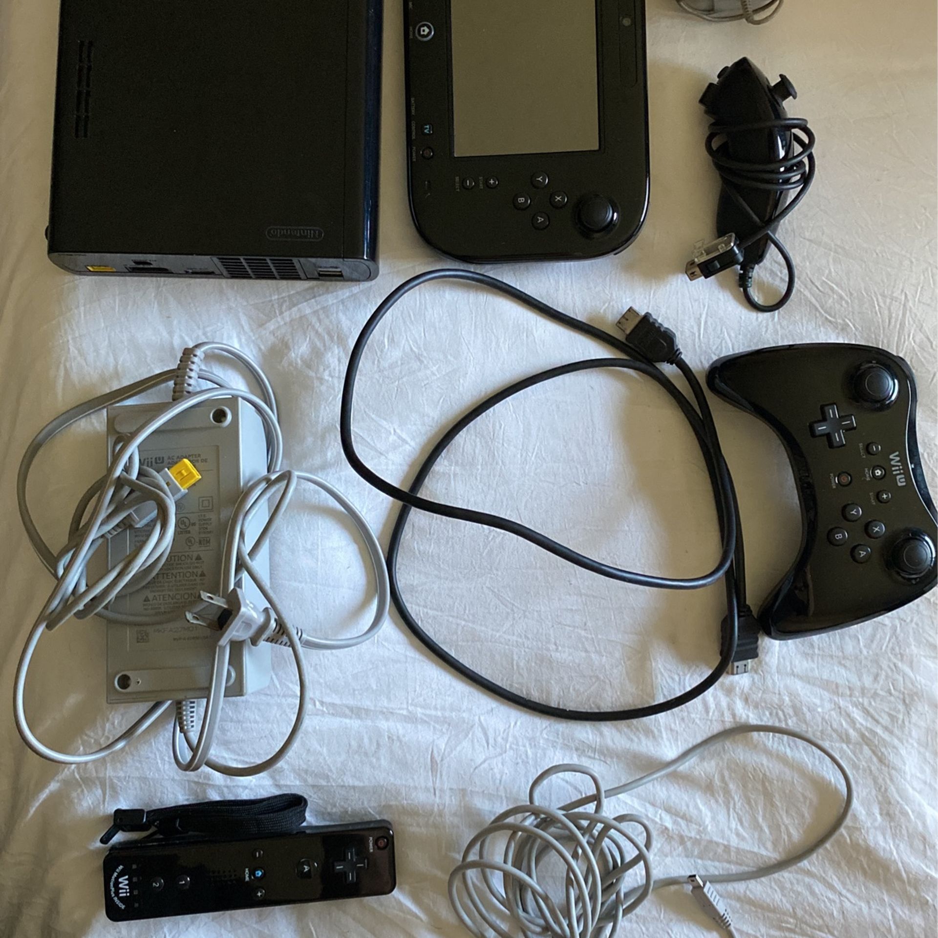 Wii U With Cables, HDMI, Wii U Controllers and Games 