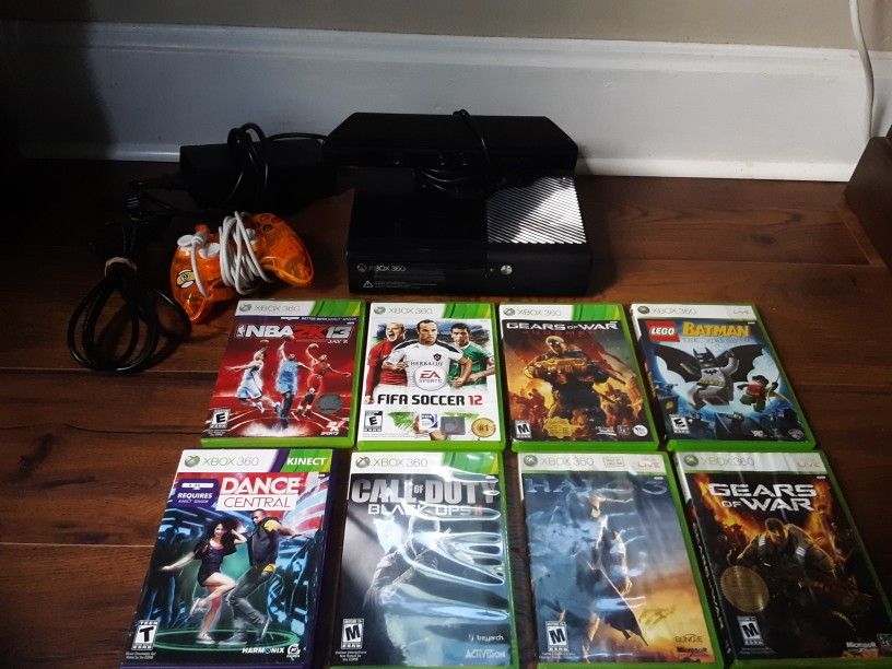 Xbox 360, Cords, Controller & Games 